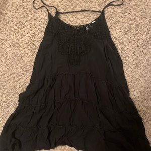 GUC Umgee Black Spaghetti Strap Dress with Lace Accent Size L